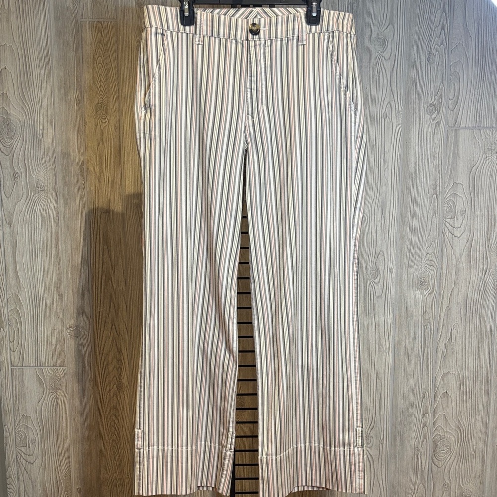 CAbi Women's Island Striped Wide Leg Cropped Pants - Size 14